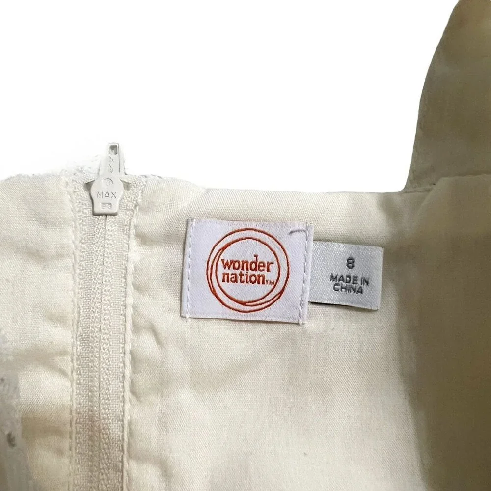 Wonder Nation 8Y Ivory Sparkle Embroidered Mesh Dress